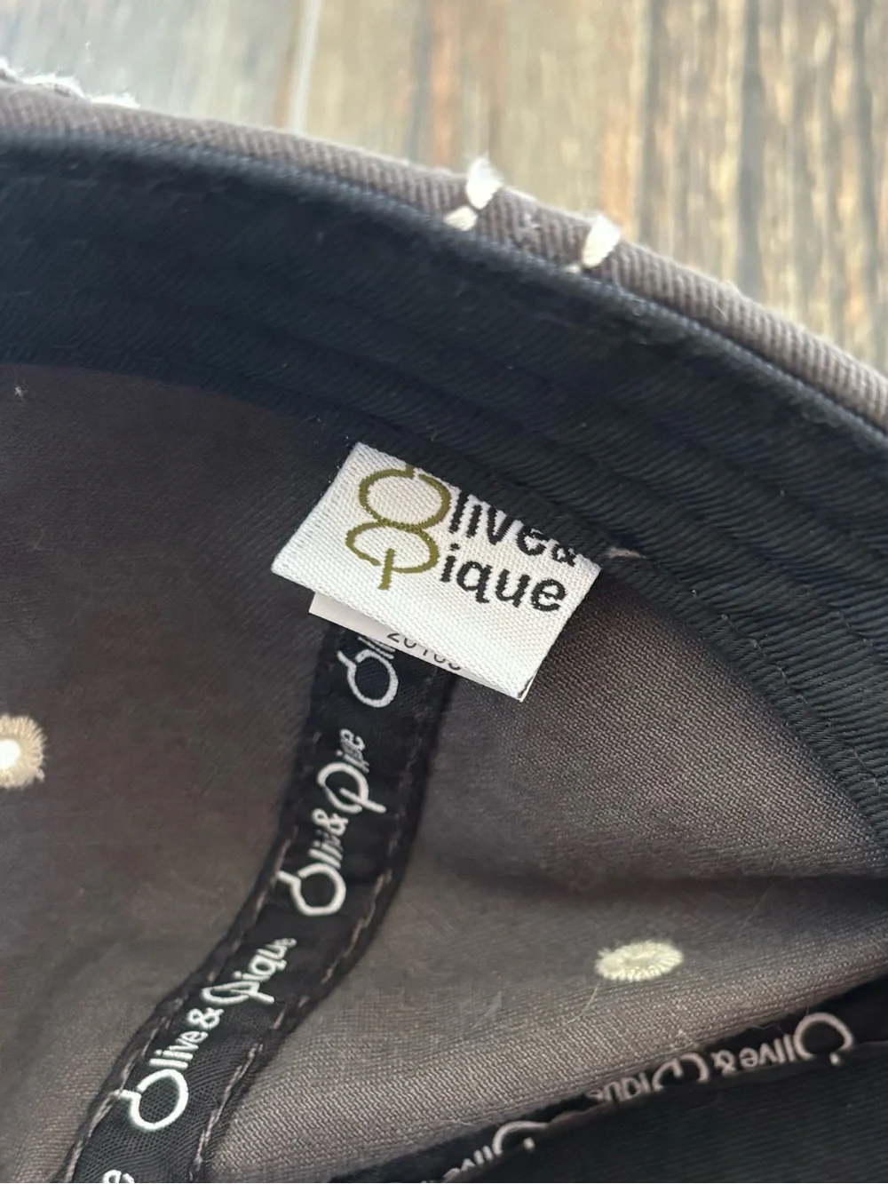 Olive & Pique Rhinestone Flower Baseball Cap Hat Washed Gray Embroidered *Read - Picture 8 of 11